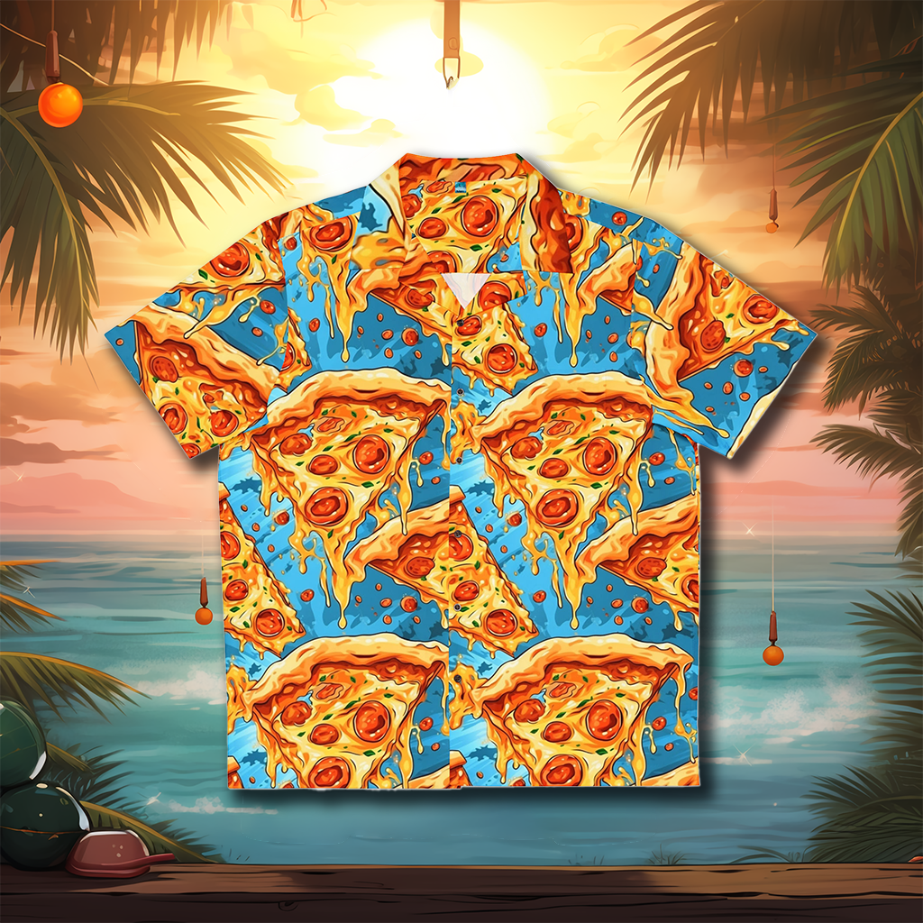 Undead Flamingo Blue Melting Pizza Big and Tall Hawaiian Festival